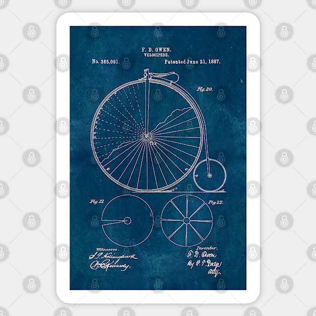 Blueprint Penny Farthing Patent Sticker by JoolyA